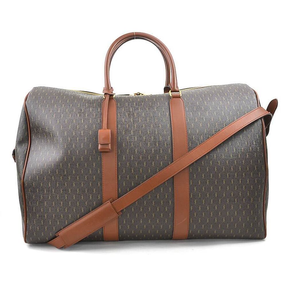 Saint Laurent Boston bag canvas leather brown